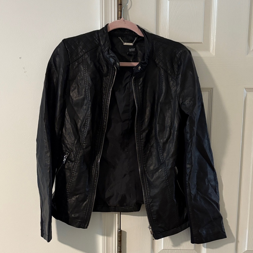 A.N.A Black Leather Jacket for Women